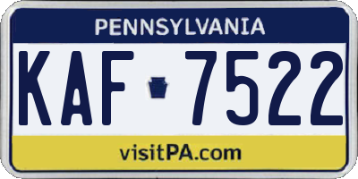 PA license plate KAF7522
