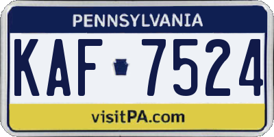 PA license plate KAF7524