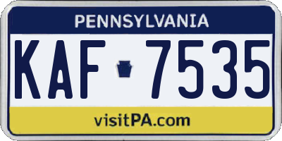 PA license plate KAF7535
