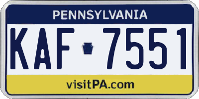 PA license plate KAF7551