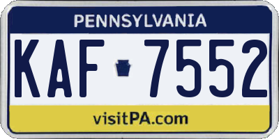 PA license plate KAF7552