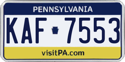 PA license plate KAF7553