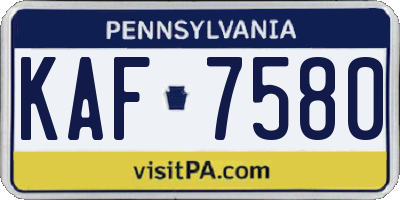 PA license plate KAF7580