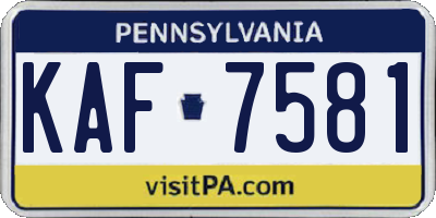 PA license plate KAF7581