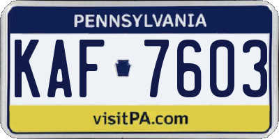 PA license plate KAF7603