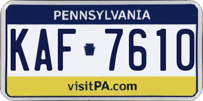 PA license plate KAF7610