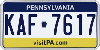 PA license plate KAF7617