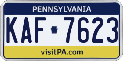 PA license plate KAF7623