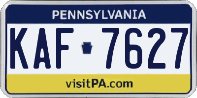 PA license plate KAF7627