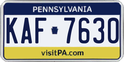 PA license plate KAF7630