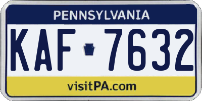 PA license plate KAF7632