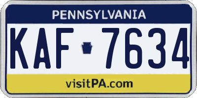 PA license plate KAF7634