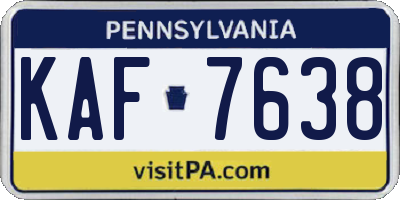 PA license plate KAF7638