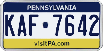 PA license plate KAF7642