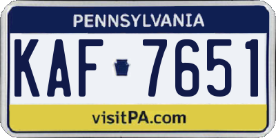 PA license plate KAF7651