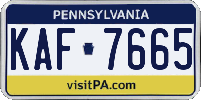 PA license plate KAF7665