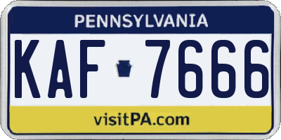 PA license plate KAF7666