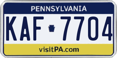 PA license plate KAF7704