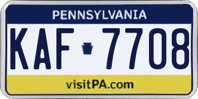 PA license plate KAF7708
