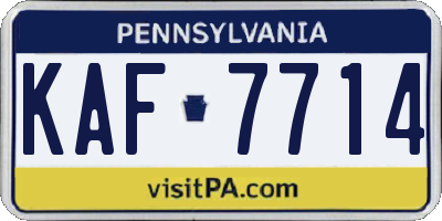 PA license plate KAF7714