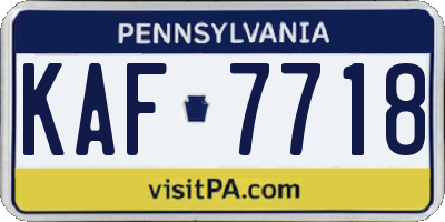 PA license plate KAF7718
