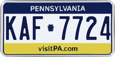 PA license plate KAF7724