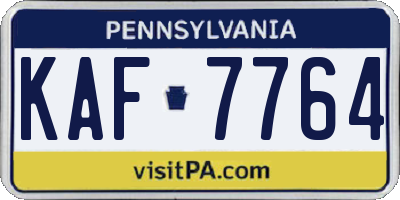 PA license plate KAF7764