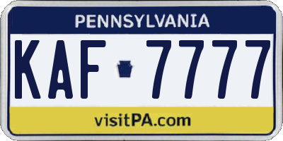 PA license plate KAF7777