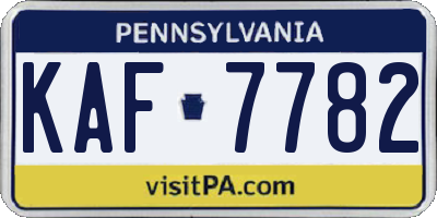 PA license plate KAF7782
