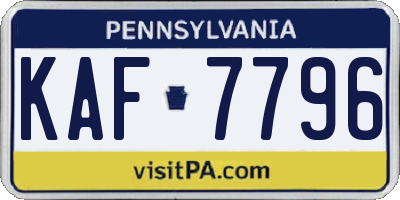 PA license plate KAF7796