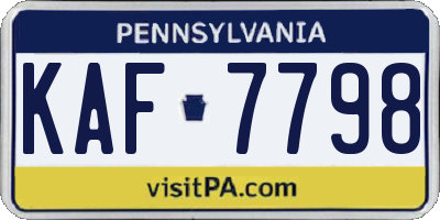 PA license plate KAF7798