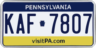 PA license plate KAF7807