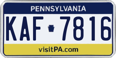PA license plate KAF7816