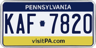 PA license plate KAF7820