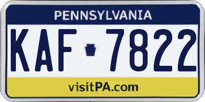 PA license plate KAF7822