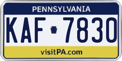PA license plate KAF7830