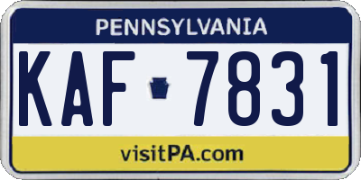 PA license plate KAF7831