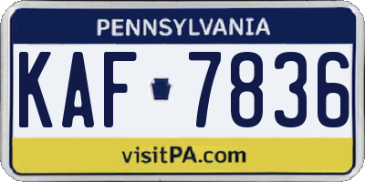 PA license plate KAF7836