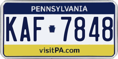 PA license plate KAF7848