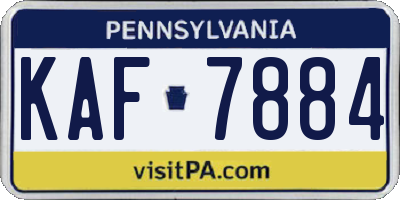 PA license plate KAF7884
