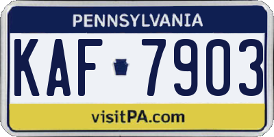 PA license plate KAF7903