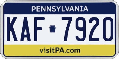 PA license plate KAF7920