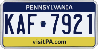 PA license plate KAF7921
