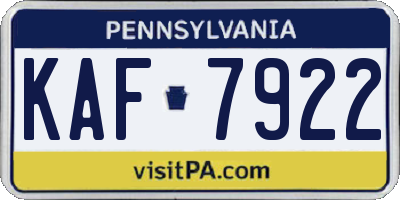 PA license plate KAF7922