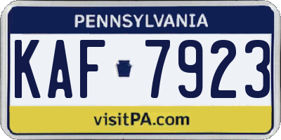 PA license plate KAF7923