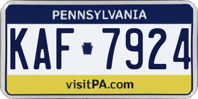 PA license plate KAF7924