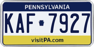 PA license plate KAF7927