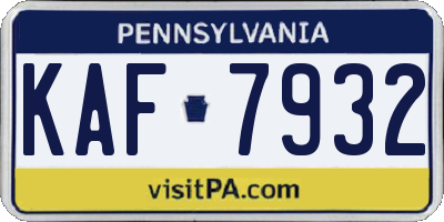 PA license plate KAF7932