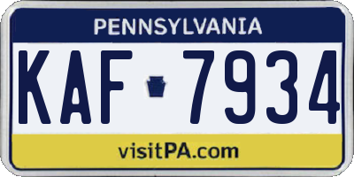 PA license plate KAF7934