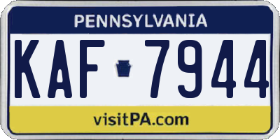 PA license plate KAF7944